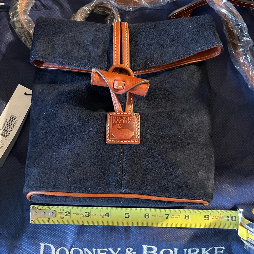 Dooney @ Bourke navy suede crossbody bag. - Picture 5 of 8